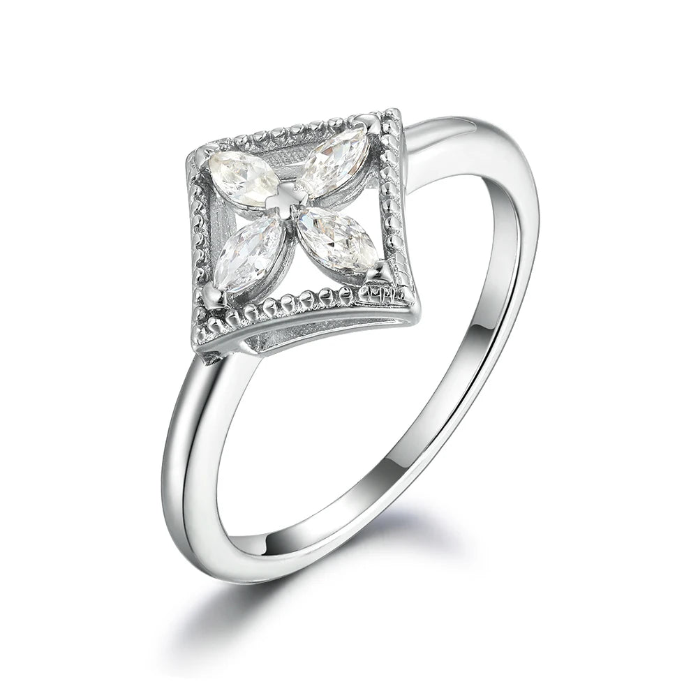 925 Sterling Silver Rhodium Plated Unique Rings Minimalist Jewelry Zircon Fine Jewelry Women Engagement Ring