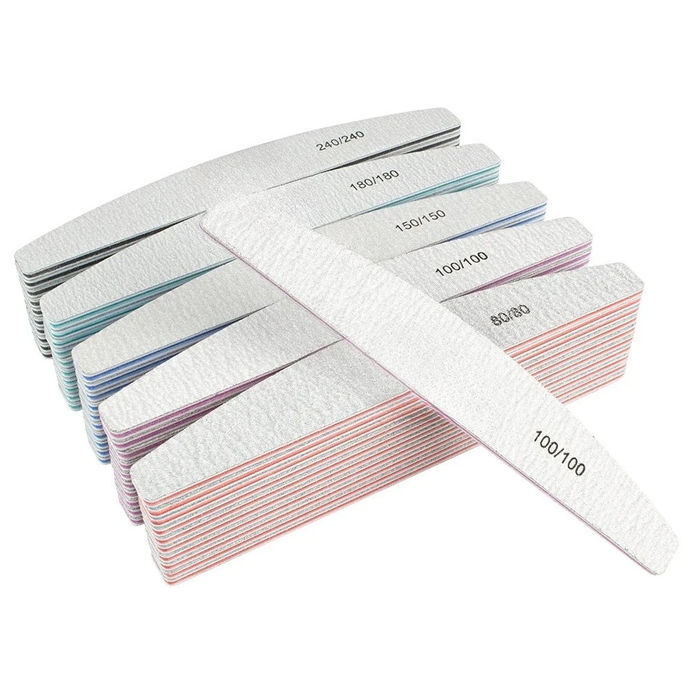 Nail File 100/180 UV Gel Polish Half Moon Nail Art File Sanding Para Manicura Lime a Ongle Pedicure Nail Tool