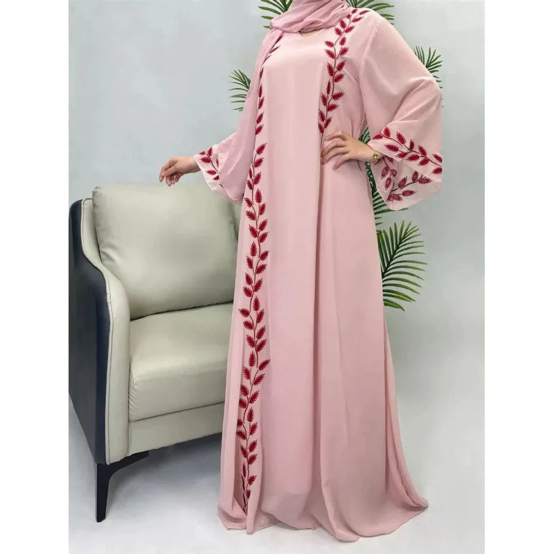 Ethnic Clothing Kaftan Robe Muslim Modest Full-Length Arabic Djellaba with Hood and Button Closure