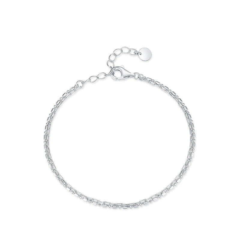 SL1651 925 Sterling Silver Line Chain Bilayer Bracelets for Women Trendy Charm Bracelet Wedding Party Accessories Jewelry