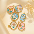 Oil Drop Painting 18K Gold Plated DIY Jewelry Accessories Stainless Steel Enamel Charm Pendant for  Earring Necklace