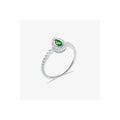 925 Sterling Silver Fine Ring with Emerald Stone Pear Design and Sides Cluster Turkey Origin Model ONR4002