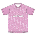 Breathable V-neck Short Sleeve Oversize Football Tops 160grams Casual Pink Stripe Printing Plus Size Women's Custom t Shirt