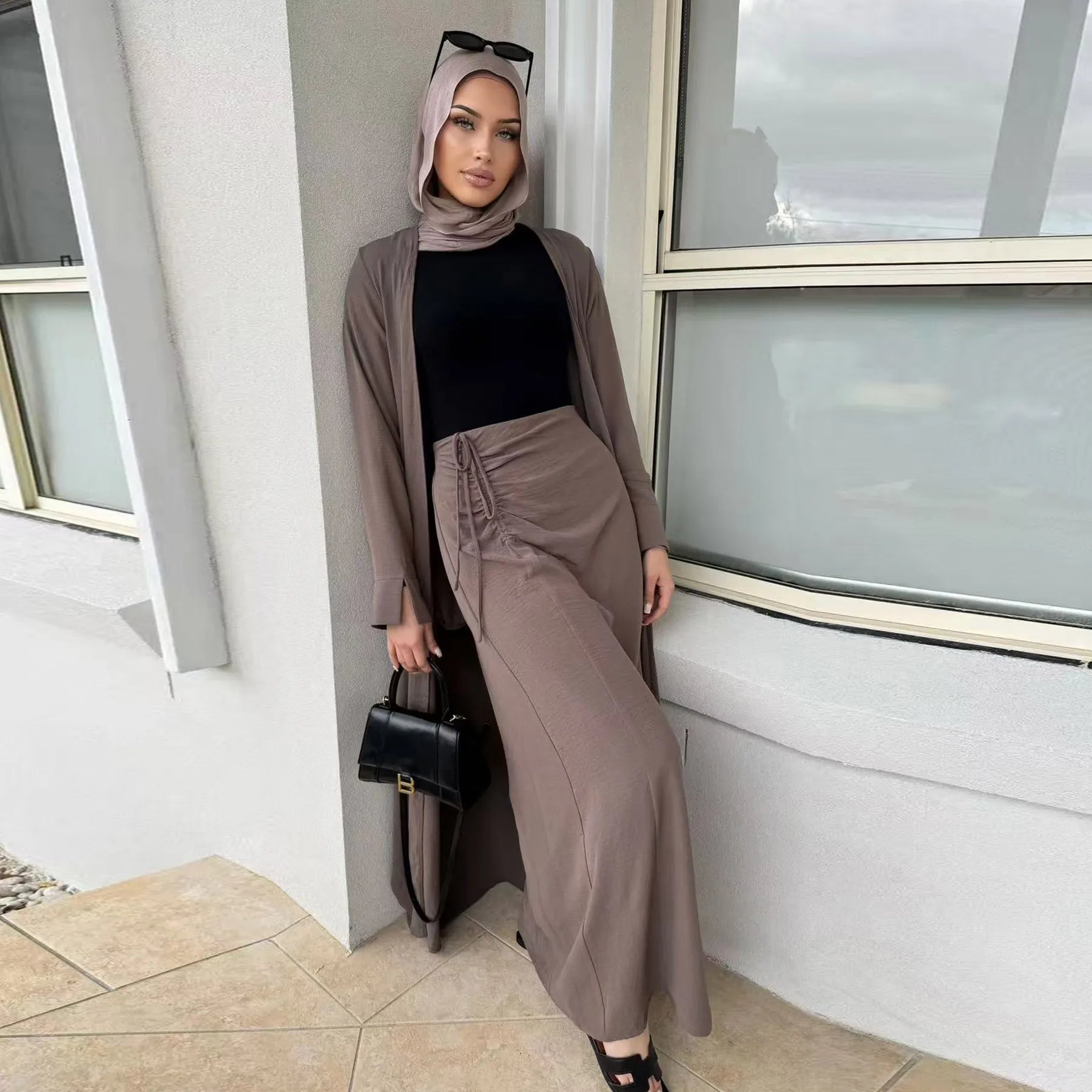 2026 Eid Ramadan Islamic Clothing Women - Stylish Co Ord Abaya Set Comfortable Top & Skirt 2 Piece Muslim Outfit