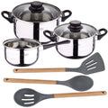 5-PIECE COOKWARE SET + 3-PIECE SILICONE AND WOOD KITCHEN UTENSILS SET
