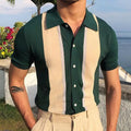 American Hot Sell Men's Custom Logo Belt Design Polo Shirts European Style Short Sleeve Elastic Knitting Tshirts