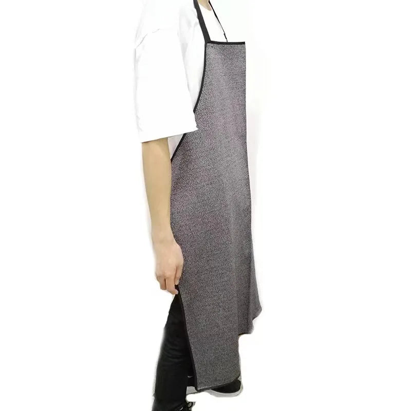 Bib Security Apron Cut-Proof Stab-Resistant Anti-Cutting Wear HHPE Material Sleeveless Kitchen & Cleaning Use High Strength Grey
