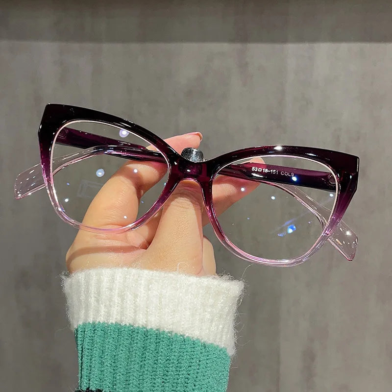 Wholesale Women's Frames for Eyeglasses Cat Eye Flat Glasses Anti Blue Light Butterfly Shaped Gradient Large Eyeglasses Frame MegaBDM