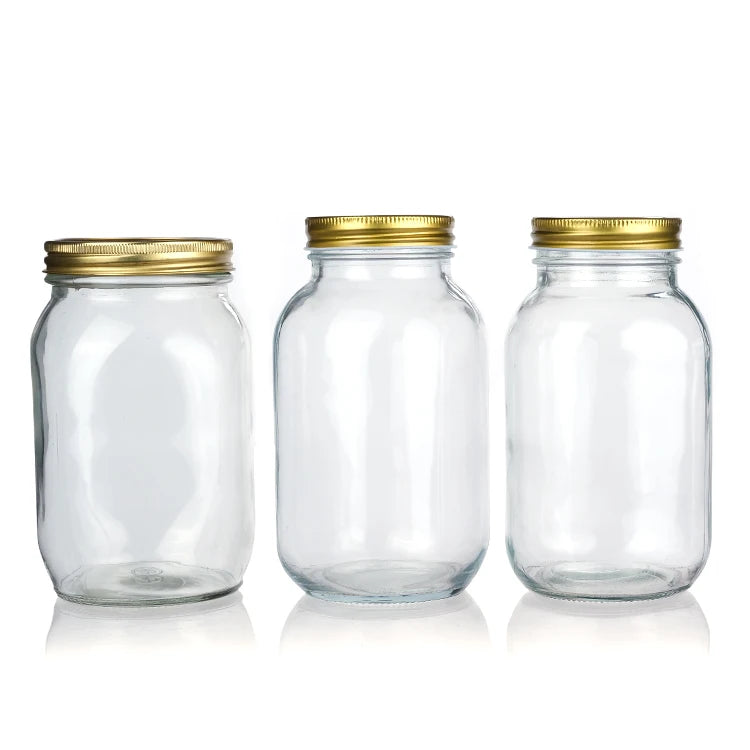 Round Mason Jar 280ml 380ml 500ml 750ml Salad Pickle Sauce Spice Glass Chocolate Packaging Screen Printing