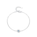 SL2044 925 Sterling Silver Elegant Sea Blue Zircon Flower Chain Bracelet for Women Fine Jewelry Fashion Wedding Gift