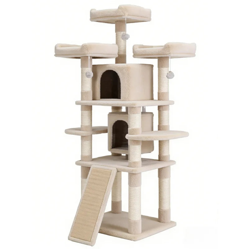 Large Size Wooden Cat Tree Firm Foldable Cat House Cat Scratching Post Self-Adhesive Cat Tower Eco-Friendly Cat Trees 180 Cm MegaBDM
