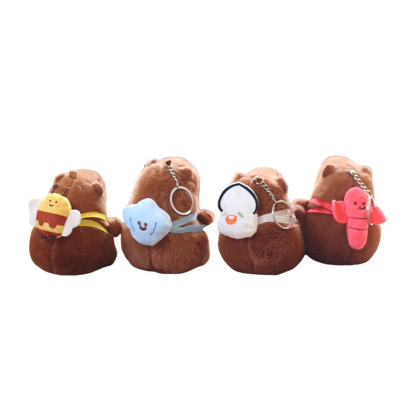 Plushie Fluffy Capybara Plush Keychain Doll Kawaii Lobster Bee Capybara Plush Stuffed Animal Toy Children Gift for Claw Machine