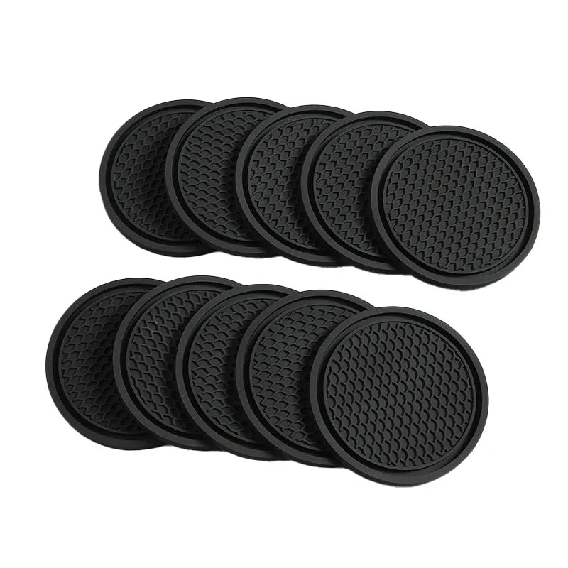 Universal Car Coaster Honeycomb Mat Candy Colored Round Waterproof Anti-Slip Heat Insulation Soft Rubber Mat