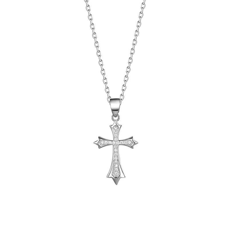 Wholesale Pendant Silver Cross Necklace Simple Style Moissanite 925 for Women Jewelry