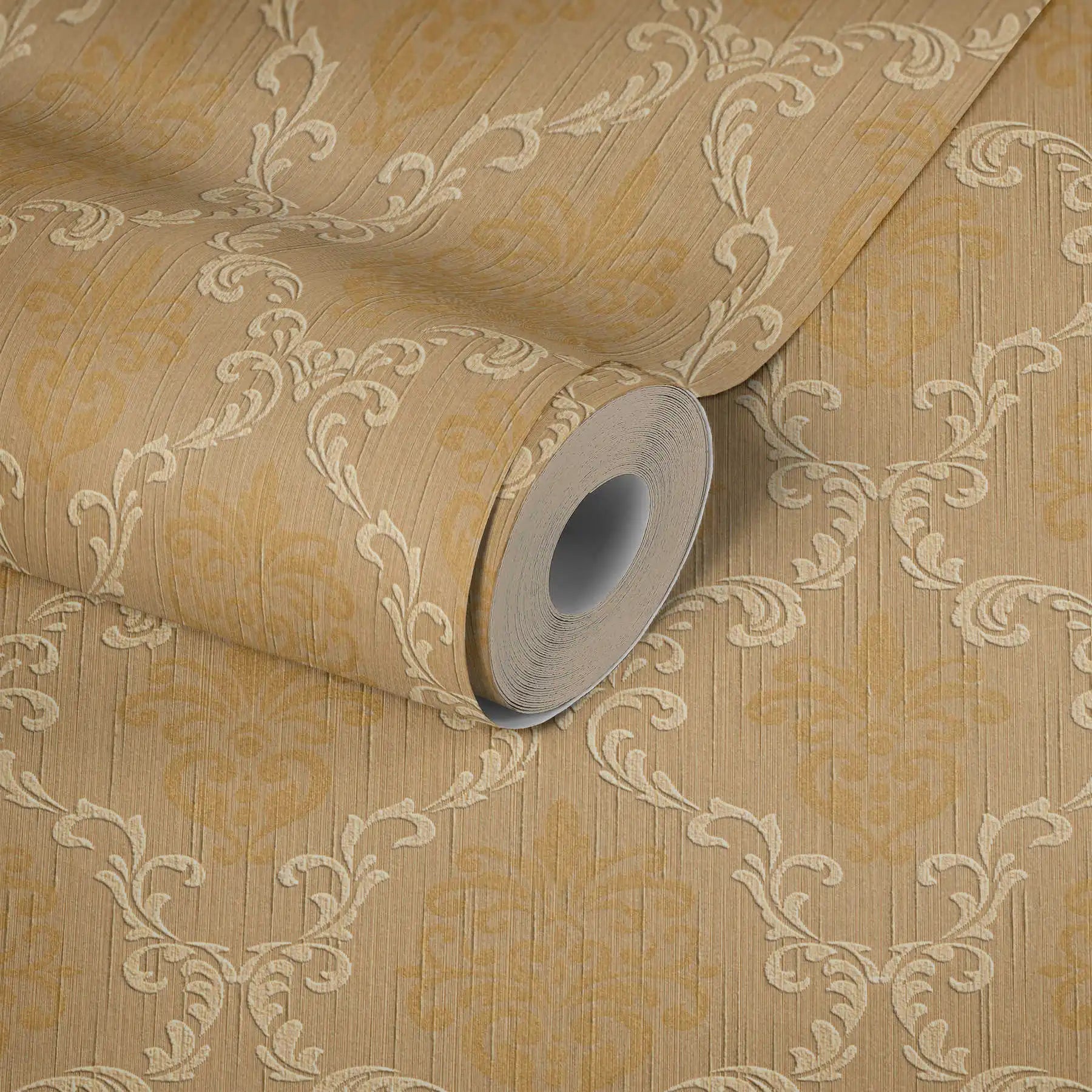 Made Germany Modern Damask Non Woven Wallpaper Rolls Orange Beige Wash-Resistant Living Room Kitchen 1005 X 053 m Sale Stock