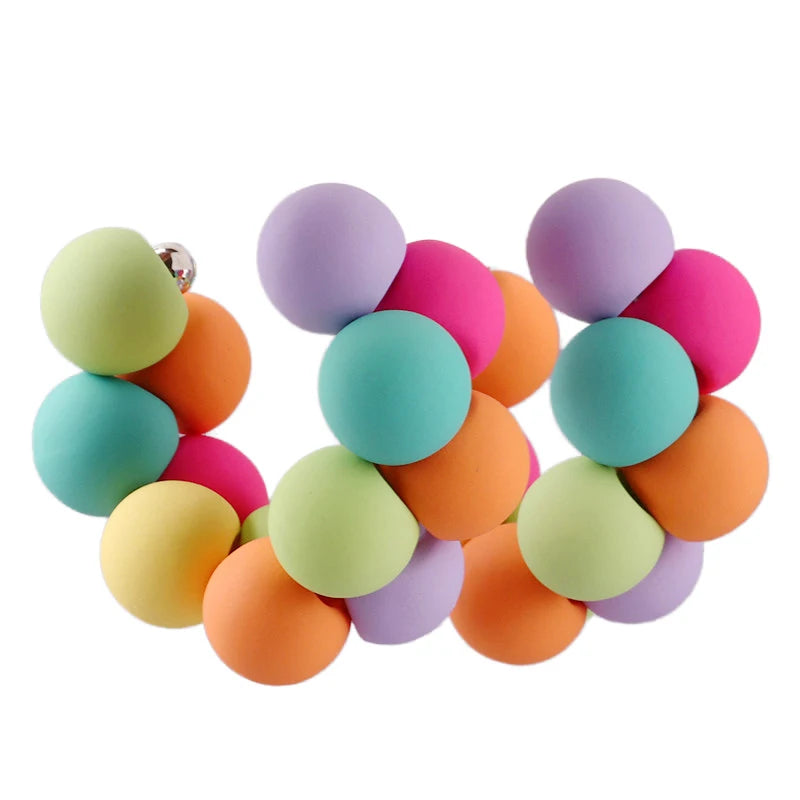 New Sweet French Pastoral Style Earrings Trendy C Shaped Acrylic Earrings Wholesale Bulk Y2K Candy Colored Bead Fashion Earrings