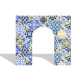 Mediterranean Amalfi Coast Tile Welcome Gateway Sicily Style Majolica Pattern Backdrop 32mm Aluminum Arch for Summer Wedding