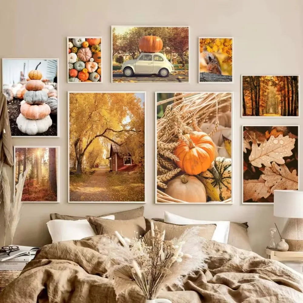 Home Decor Autumn Tree Wall Art Dector Modern Abstract Picture Poster Print Picture Frame Wall Paintings Room Decoration Gift MegaBDM