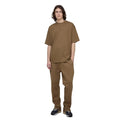 Men's Winter Hooded Solid Brown Oversized T-Shirt Relaxed Fleece Jogger Pants Set Soft Cotton Streetwear Drawstring Waist Raw