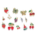 Gold Plated Sweet Oil Dripping Fruit Charm Cherry Watermelon Strawberry Pendant Cubic Zirconia for DIY Jewelry Making Necklace