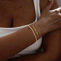 Fine Brass Jewelry Set Triple Layer Chain Link Zircon Bracelet for Women