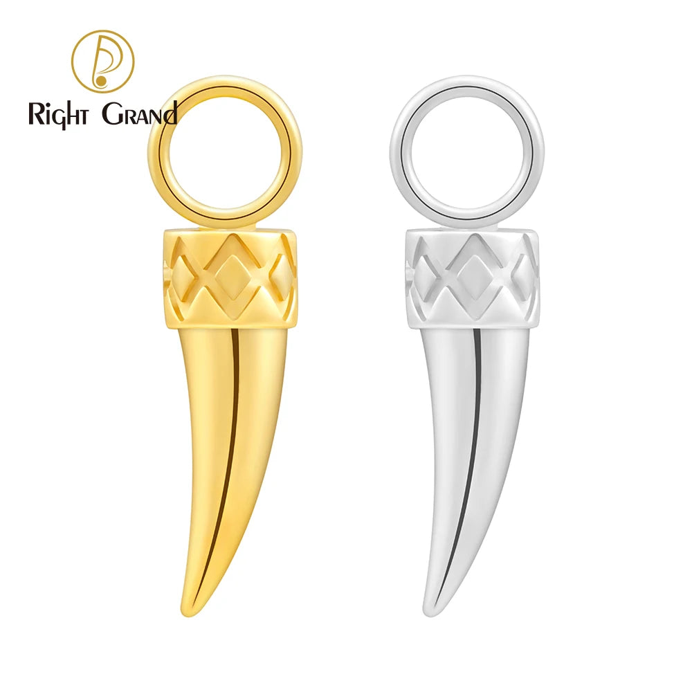 Right Grand ASTM F136 Titanium Wolf Tooth Shaped Earring Charm Punk Wolf Fang Drop for Cartilage Belly Button Piercing Jewelry