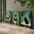 Hot Sale Animal Cat Animal Bathroom Poster Canvas Wall Art Digital Printing Living Room Entrance Home Dector Painting Core
