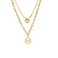 Hot Sale 2 Layer Choker Necklace for Women Stainless Steel Heart Coffee Bean Zirconia Pendant Dainty Layered Necklace