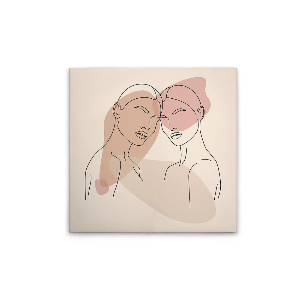 Modern Hanging Wall Art-Made in Germany Canvas Silhouettes with Cream Beige Stretcher Frame for Home Decor