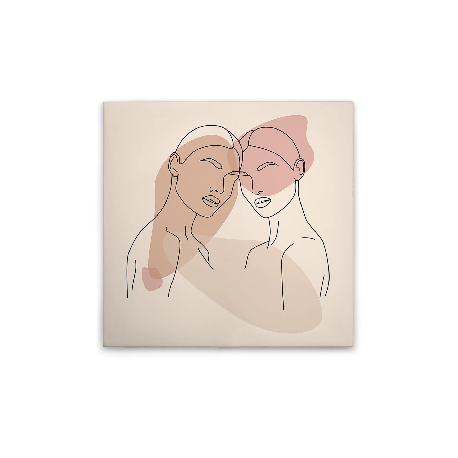 Modern Hanging Wall Art-Made in Germany Canvas Silhouettes with Cream Beige Stretcher Frame for Home Decor