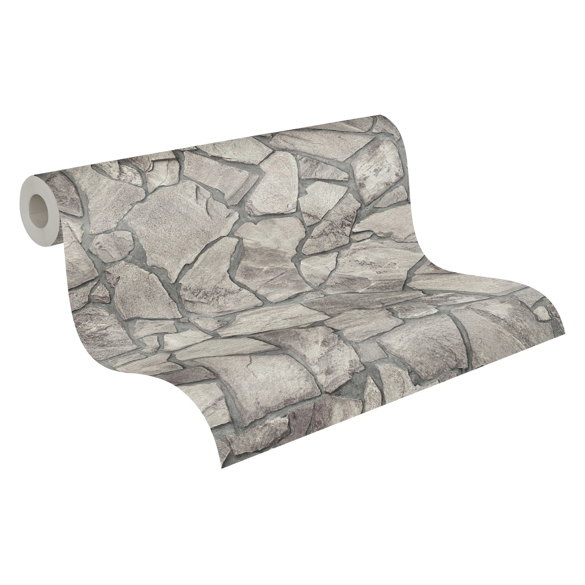 Made Germany Stone Grey Non Woven Vinyl Wallpaper-Modern Stone Look for Living Room Bedroom-Abrasion-Resistant Light Resistant