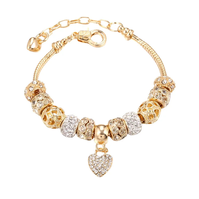 2025 Cross-border Popular Bracelet DIY Alloy Large Hole Bead Bracelet Gold European Bead Bracelet Jewelry Wholesale