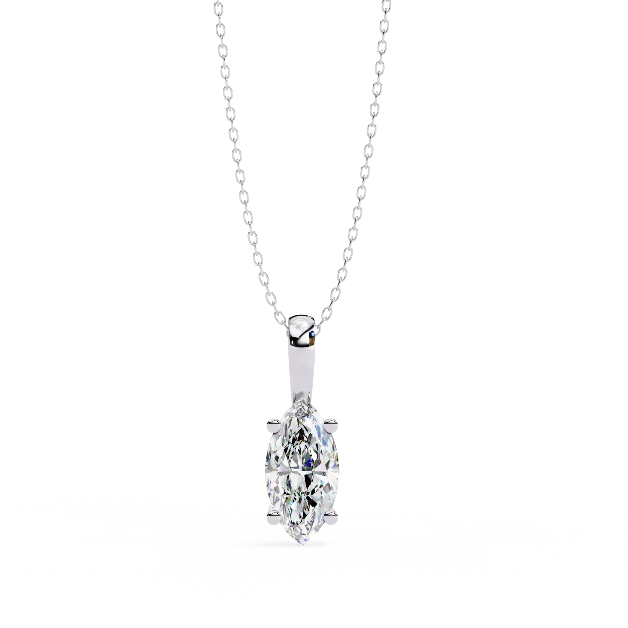 OMKAR JEWELS Luxury 14K Pendant Gold Plated 1CT D VS1 Lab Grown Diamond Marquise Cut IGI Certified Women's Necklace Pendant