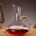 High Quality 1500ml Lead Free Transparent Crystal Slanted Wine Decanter with Handle Handmade Eco-friendly Business Gift