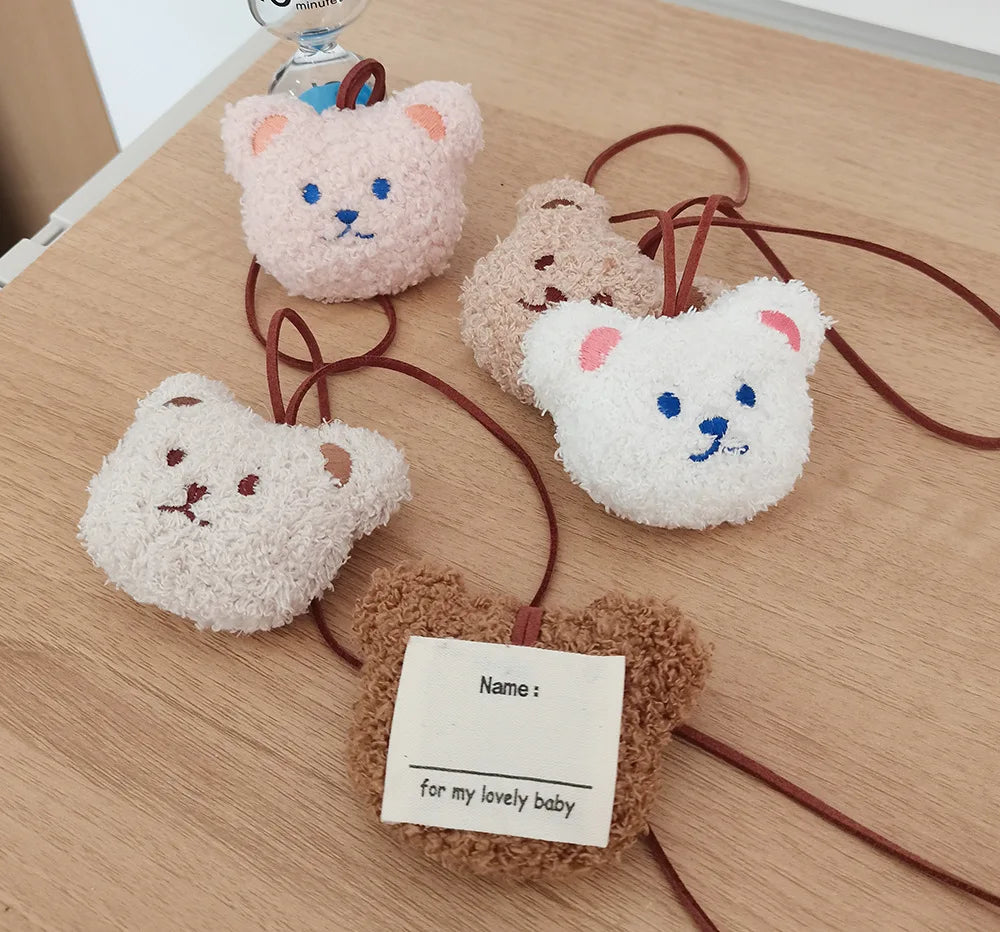 2024 Hot Selling Lovely Plush Bear Head Pendant Children Name Listing Bag Key Chain Plush Animal Decoration for Kids