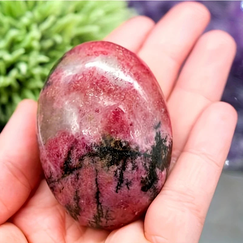 Wholesale Rhodonite Palm Crystal Stone for Home Decor Unique Holiday Gifts
