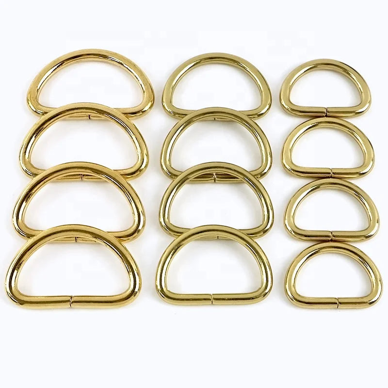 For XP166 10-38mm Solid Brass D Ring Buckles Bag Hanger Eco-Friendly Durable Connective Webbing Strap Accessories