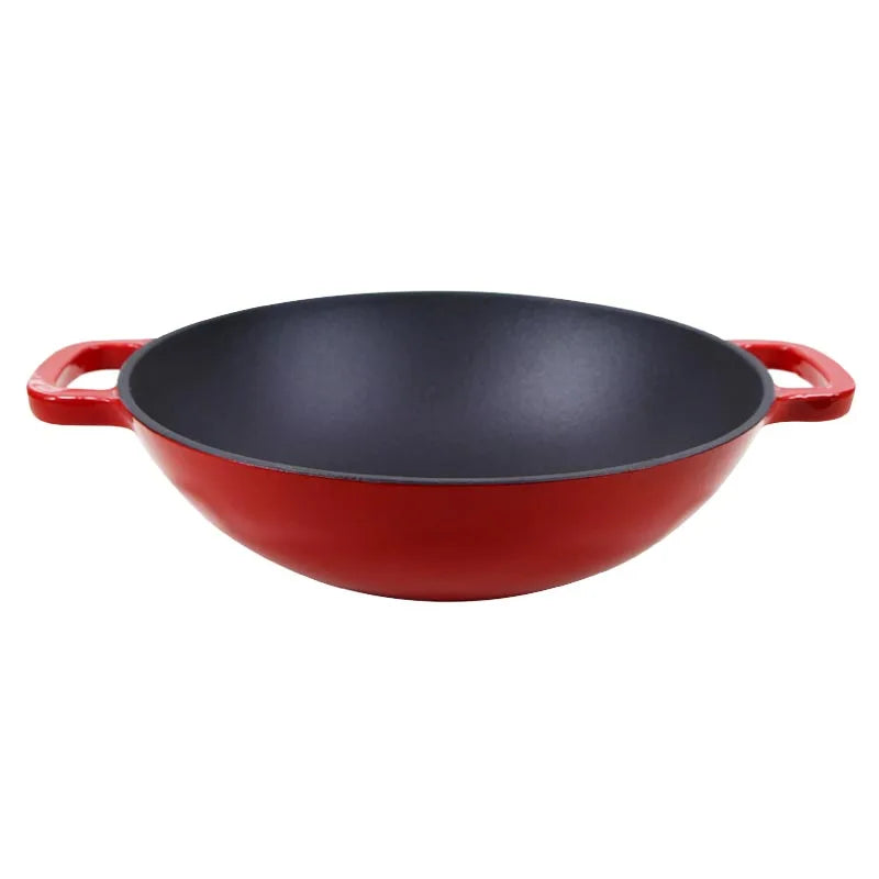 30cm High Quality  Manufactured  Classic Succession  Black Round Cast Iron Wok