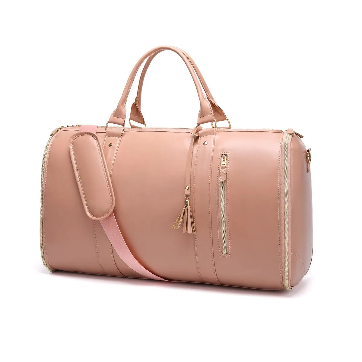 Unisex Vintage Style Travel Foldable Duffle Bag Shoes Compartment Garment Storage PU Material Zipper Closure Water-proof 36-55L