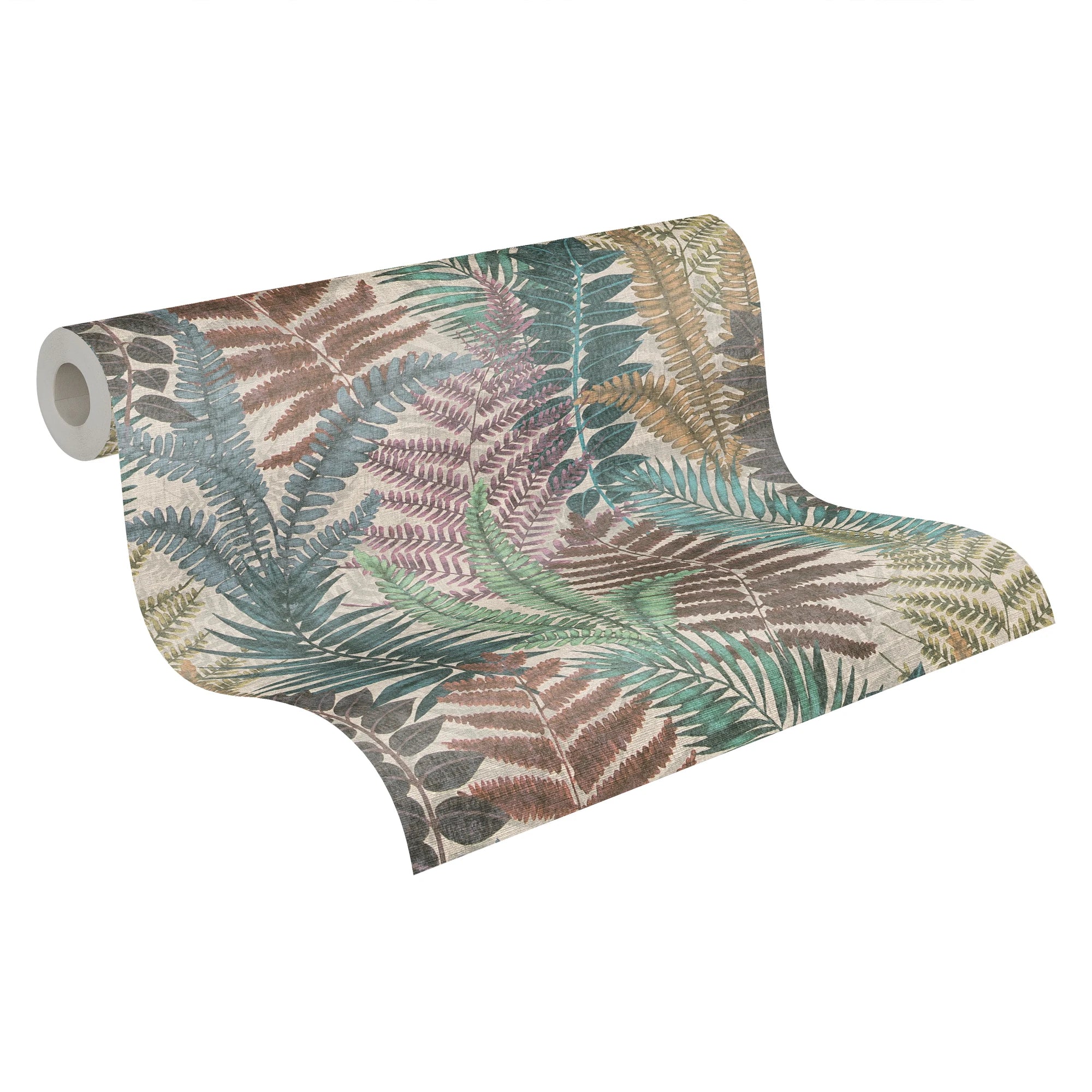 Modern Floral Wallpaper Rolls-Non Woven Vinyl-Beige Green Blue-Abrasion & Light Resistant-Hotel & School Use-Made in Germany