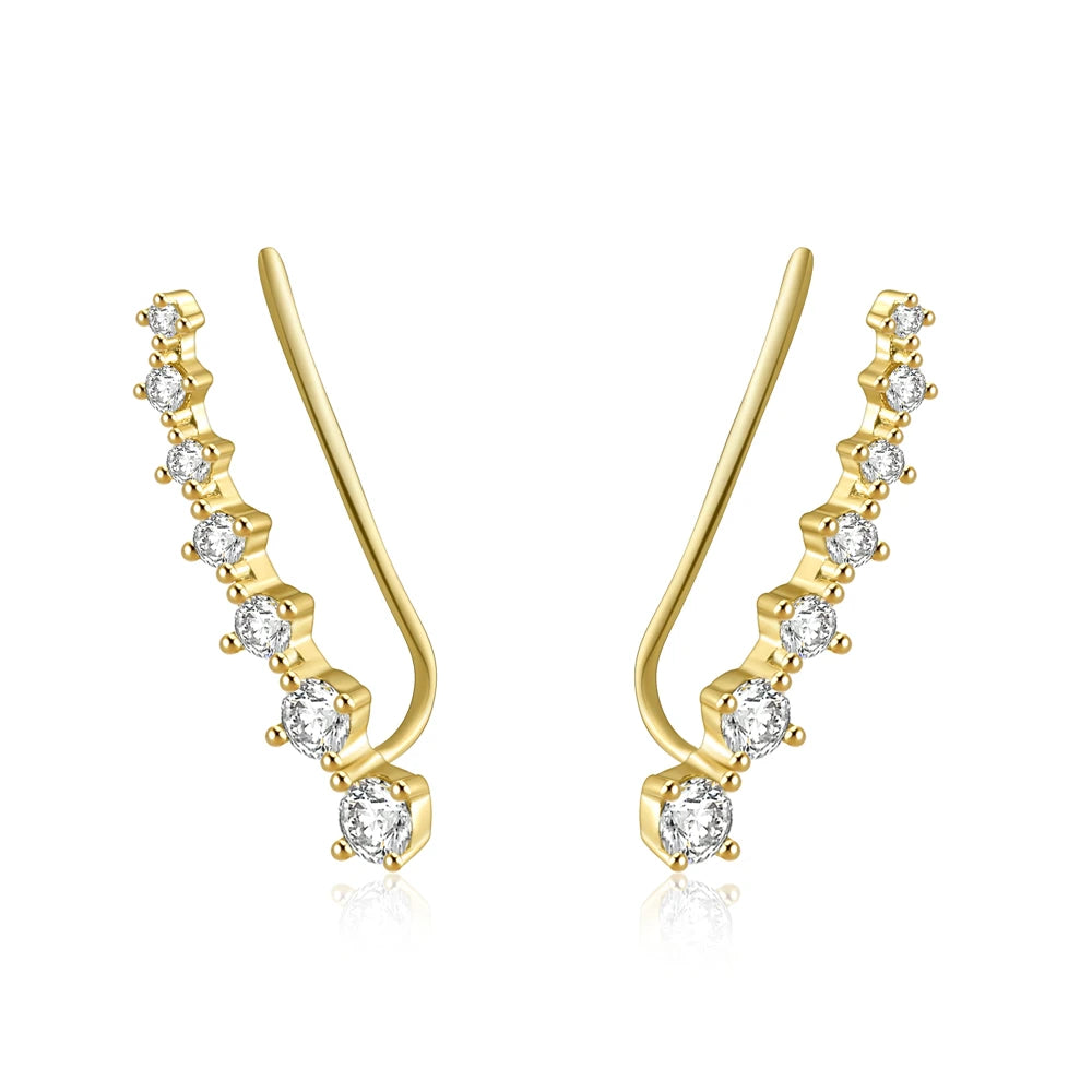 CANNER 20mm 925 Sterling Silver Dainty Cubic Zirconia Earring Climber Ear Crawlers Hoop Earrings Women Party Jewelry