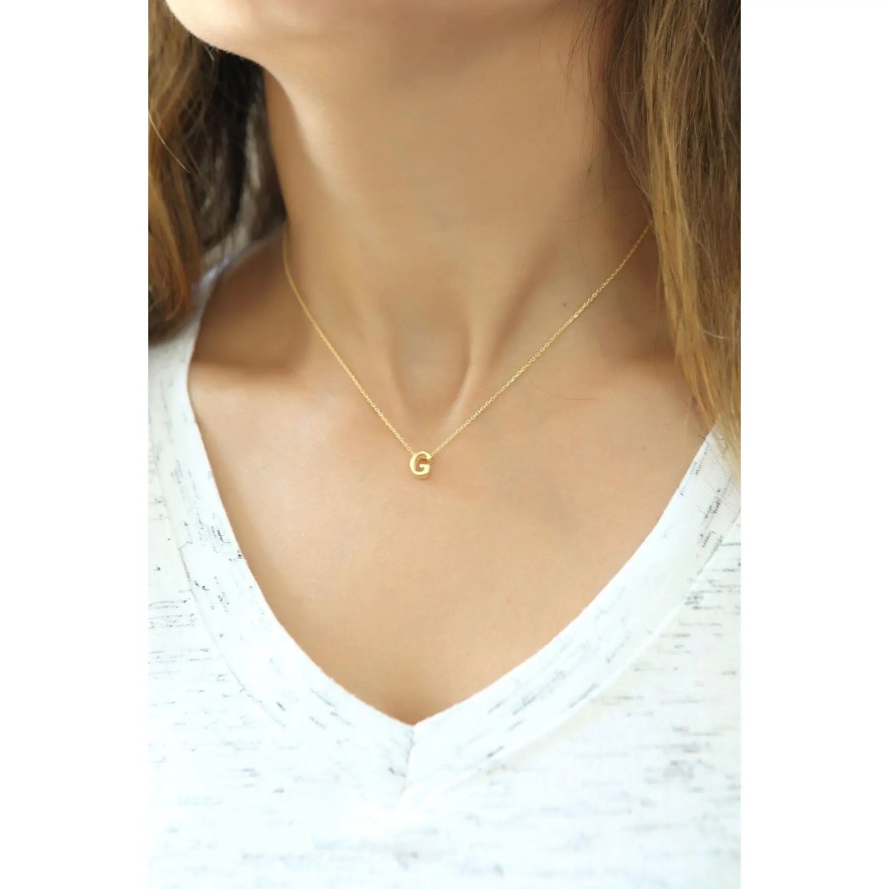 Azuris Elegant 925 Sterling Silver Three-dimensional Letter G Pendant Necklace Exquisite Jewelry