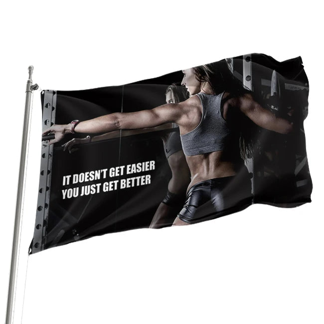 Wholesale special price for gym flag custom 3*5 feet high quality metal copper buckle double sided printing custom flag banner