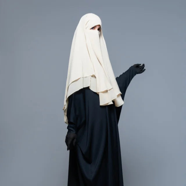 Wholesale Bulk Quantity New Design Four Layer Chiffon Khimar Hijab Breathable Modest Polyester Handmade Loose Fit Free Size