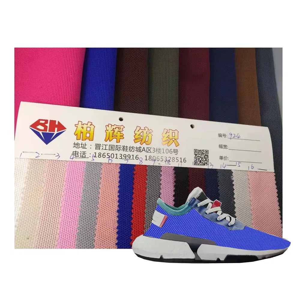 100% Polyester Fly Woven Fabric Embroidered Pointelle Mesh Shoe Material Tricot Knitted Type for Girls