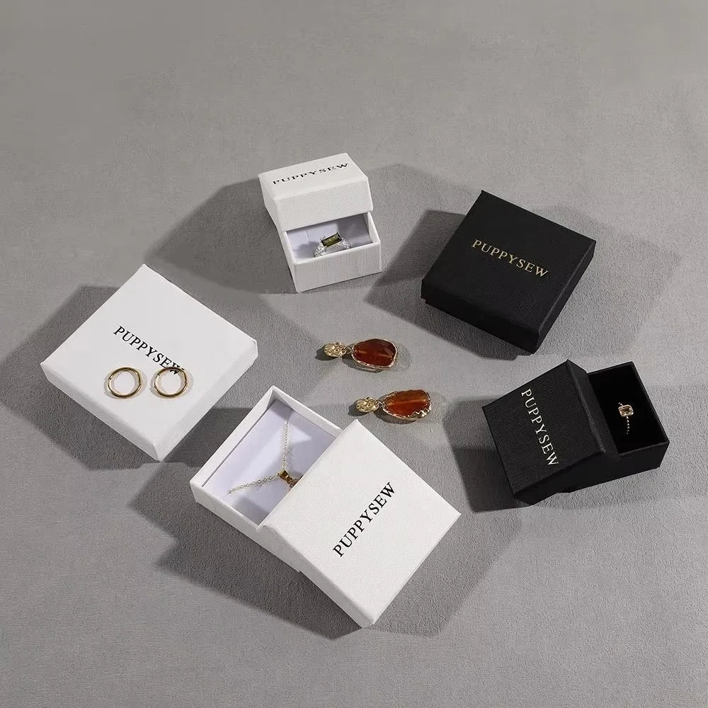 Custom Logo Display Storage Ring Earring Jewelry Packing Box Travel Jewelry Case Cardboard Paper Lids Jewelry Box