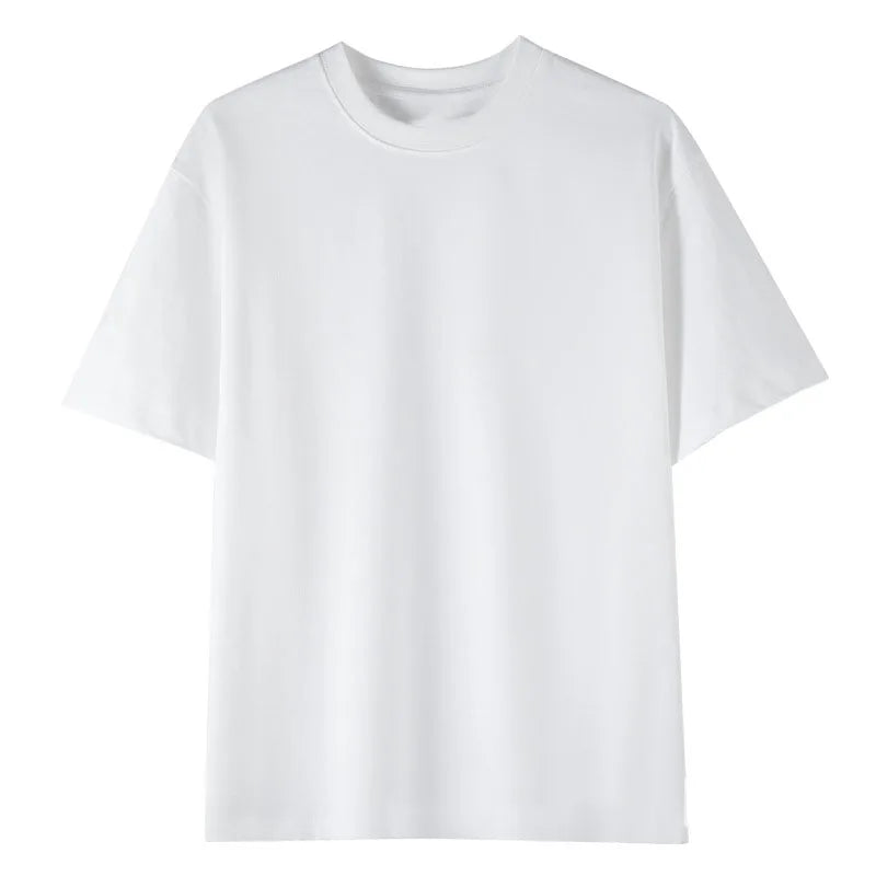 OEM customized logo embroidery design300g pure cotton solid color short-sleeved loose base layer cross-border T-shirt