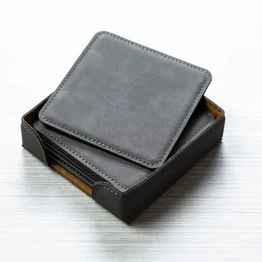 Mineti MLCS Blank Laserable Leatherette Personalised Holiday Coaster Sets Stand Holder Custom Housewarming Gifts Engraved