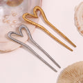 Dreamidea Gold Plated Heart Stainless Steel Hair Sticks Hairpins and Elegant Hair Accessories for Women and Girls