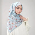 Wholesale Popular Premium Cotton Voile Foulard Digital Printing Floral Pattern Muslim Hijabs Square Scarf Tudung 110*110cm